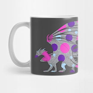 Dragon Silhouette Filled with Purple, Pink, and Blue Circles Mug